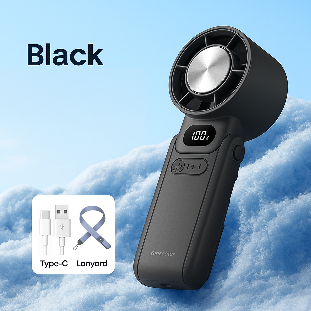 Portable High Speed Cooling Handheld Fan 3600mAh Rechargeable 100 Wind Speeds Adjustable Mini Foldable Air Cooling Turbo Fan