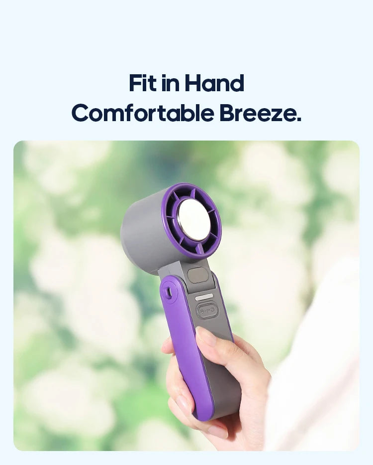 Portable High Speed Cooling Handheld Fan 3600mAh Rechargeable 100 Wind Speeds Adjustable Mini Foldable Air Cooling Turbo Fan