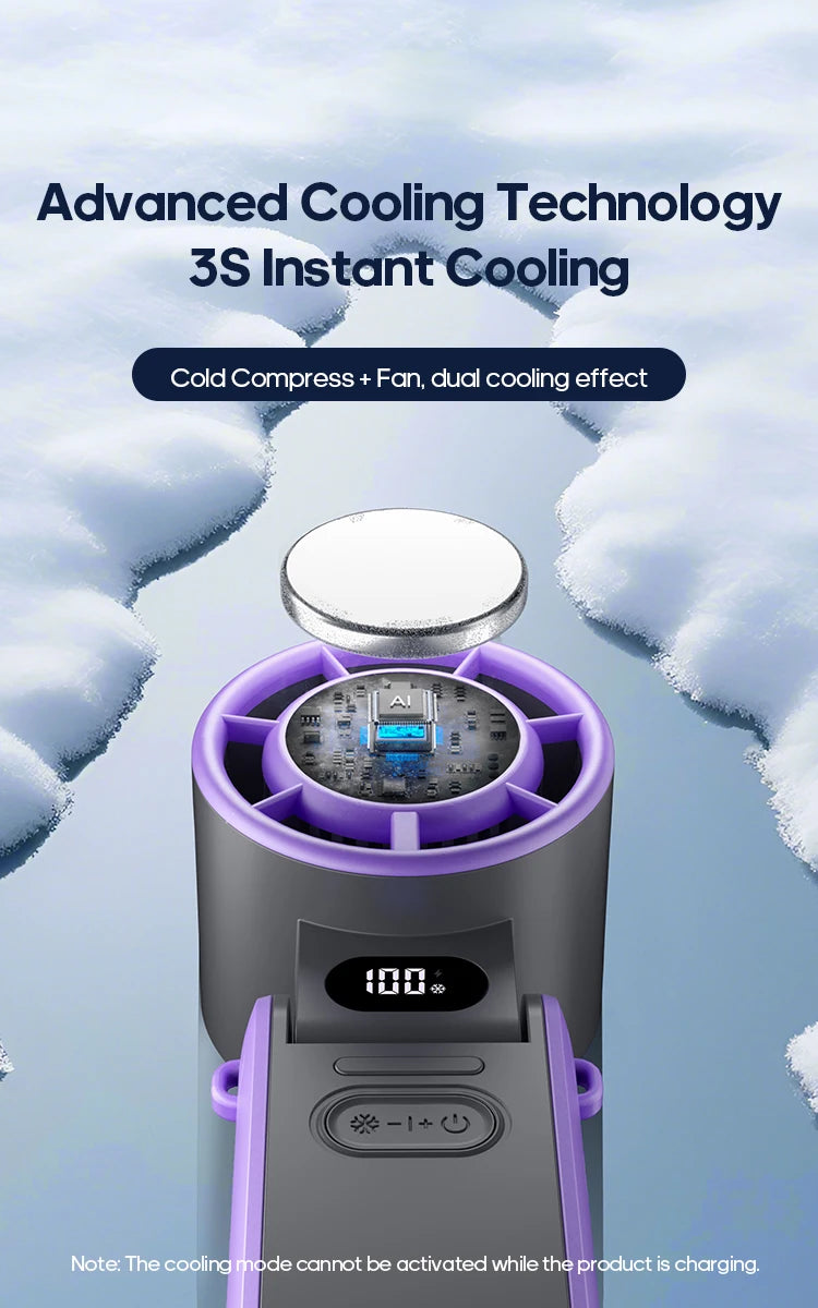 Portable High Speed Cooling Handheld Fan 3600mAh Rechargeable 100 Wind Speeds Adjustable Mini Foldable Air Cooling Turbo Fan